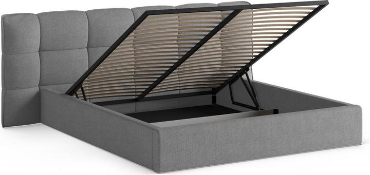 Actual product image Micadoni Boucle Storage Bed with Headboard, "Eric", Dark Grey, 225x270x104 Made in Europe (180 x 200 cm)