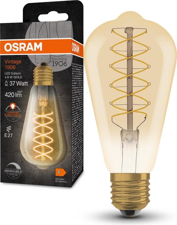 Produktbild Osram Vintage-Lampe (E27, 4.80 W, 420 lm, 4 x, F)