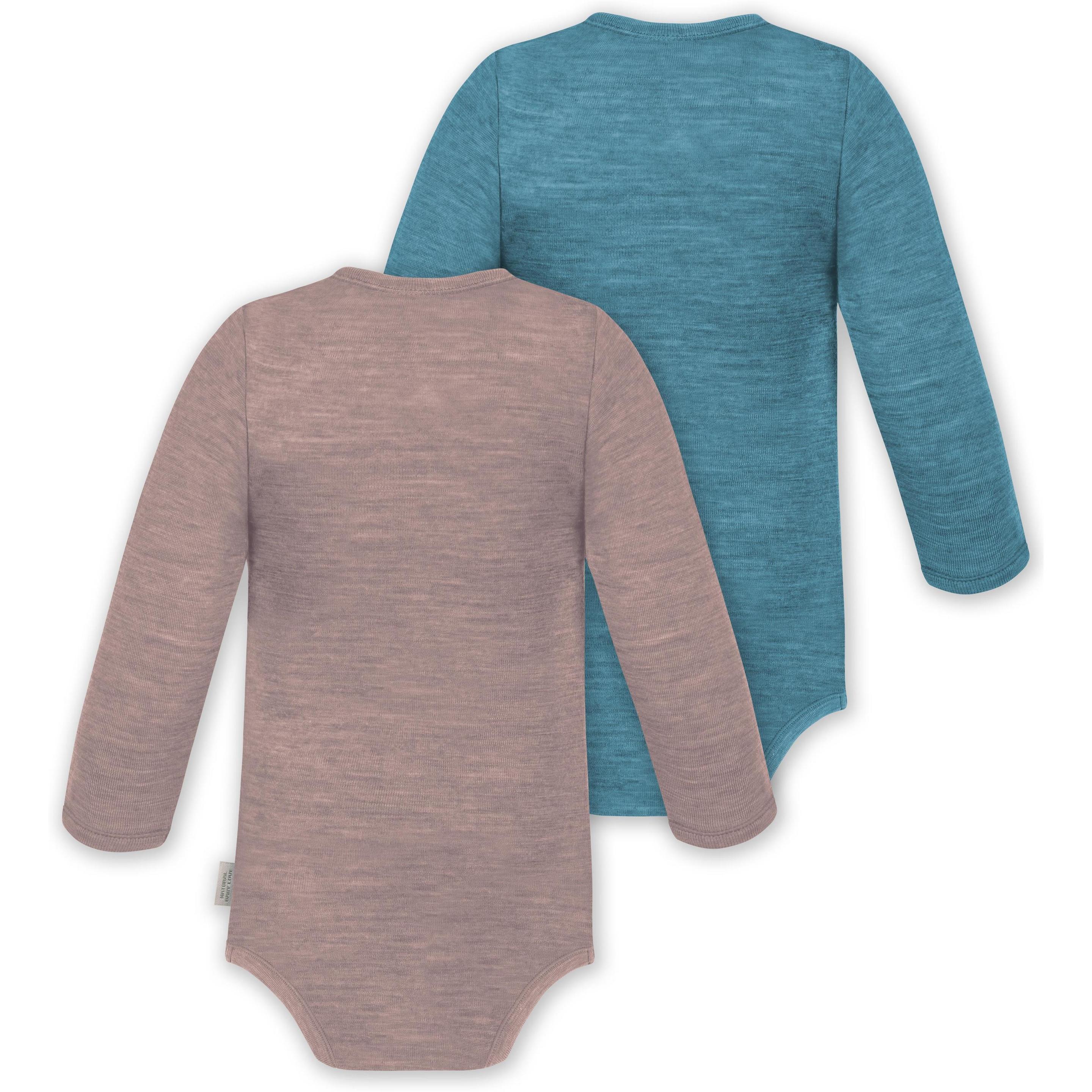 Thumbnail - Normani, Herren, Body, 2er Pack Baby Merino Body Langarm „Auckland" - 9373, Rosa, Blau, (56)
