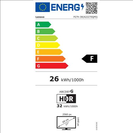 Energie-Label Lenovo ThinkVision P27h-30 (2560 x 1440 Pixel, 27")
