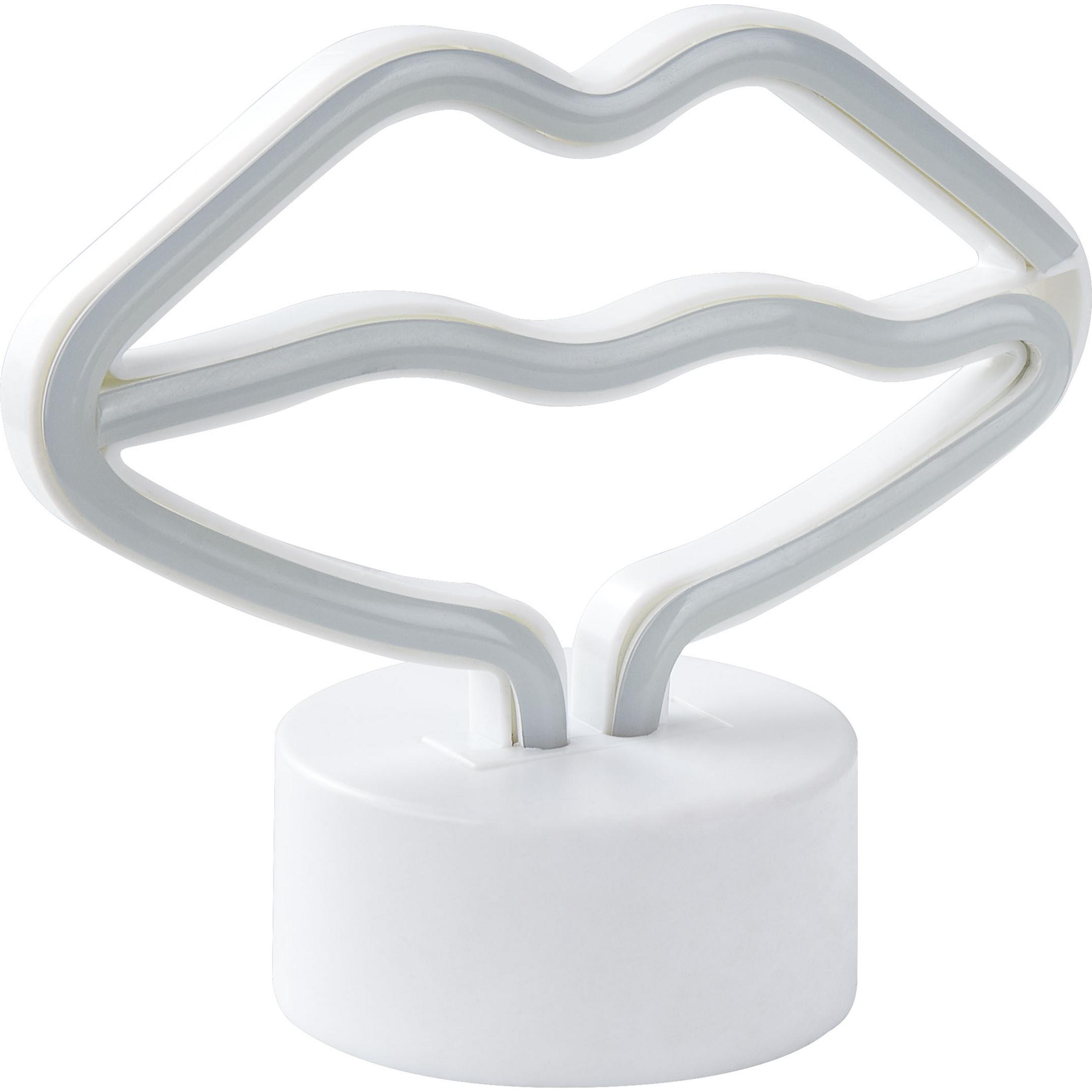 Beliani, Tischlampe, Neonlicht LED Dekofigur rosa Mund 15 cm FLORA (300 lm)