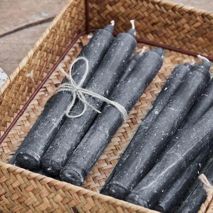 Produktbild Loberon Kerze 12er Set Bauceau dunkelgrau (12 Stk.)