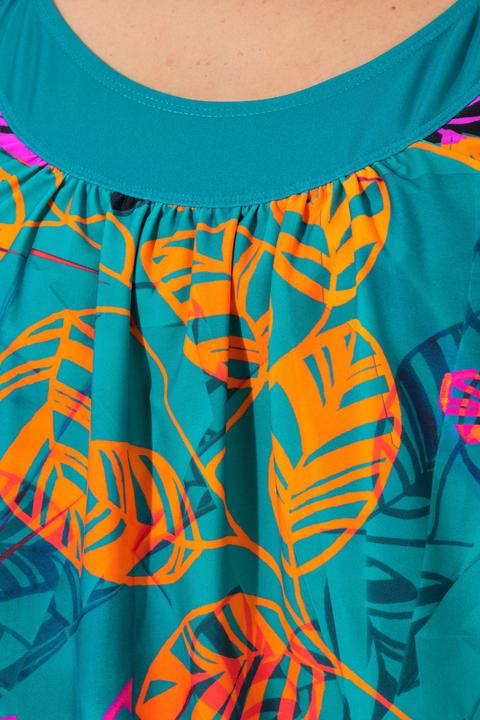 Actual product image Ulla Popken Vibrant Leaf Print Elastic Hem Tankini Set (42, 44)