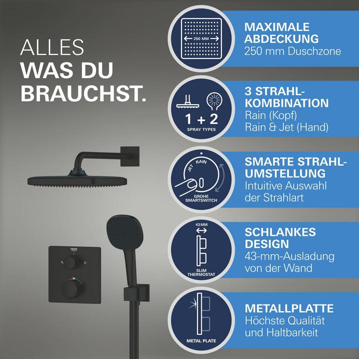Produktbild Grohe Precision Thermostat Unterputz-Duschsystem mit Vitalio Comfort 250 Kopfbrause und Vitalio Comfort 11