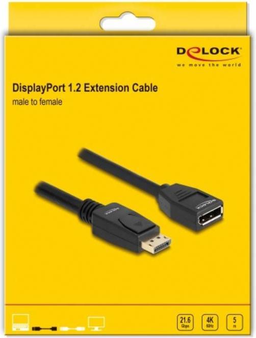 Actual product image Delock DisplayPort 1.2 Extension Cable 4K 60 Hz 5 m (5 m)