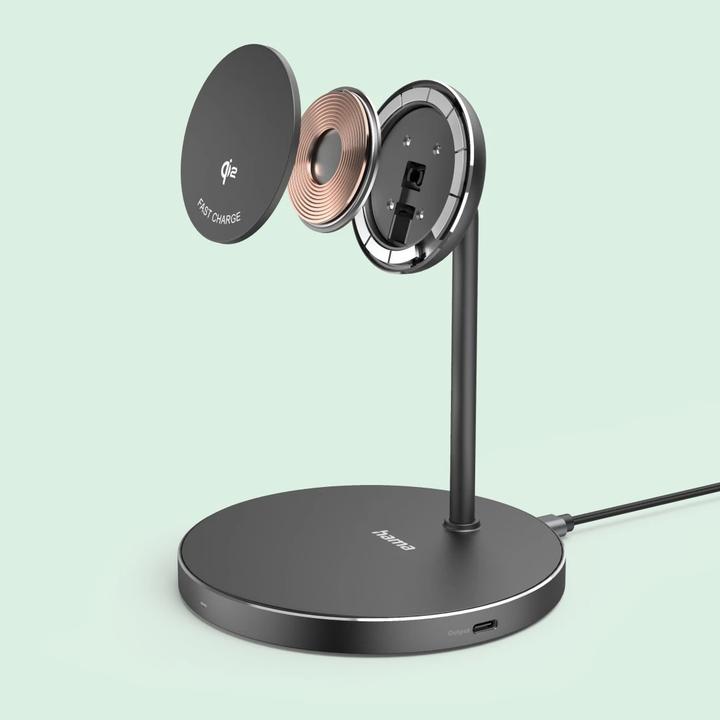 Actual product image Hama Kabelloses Qi2-Ladegerät, induktiv Schnellladen, Ladestation Stand, 15 W (15 W)