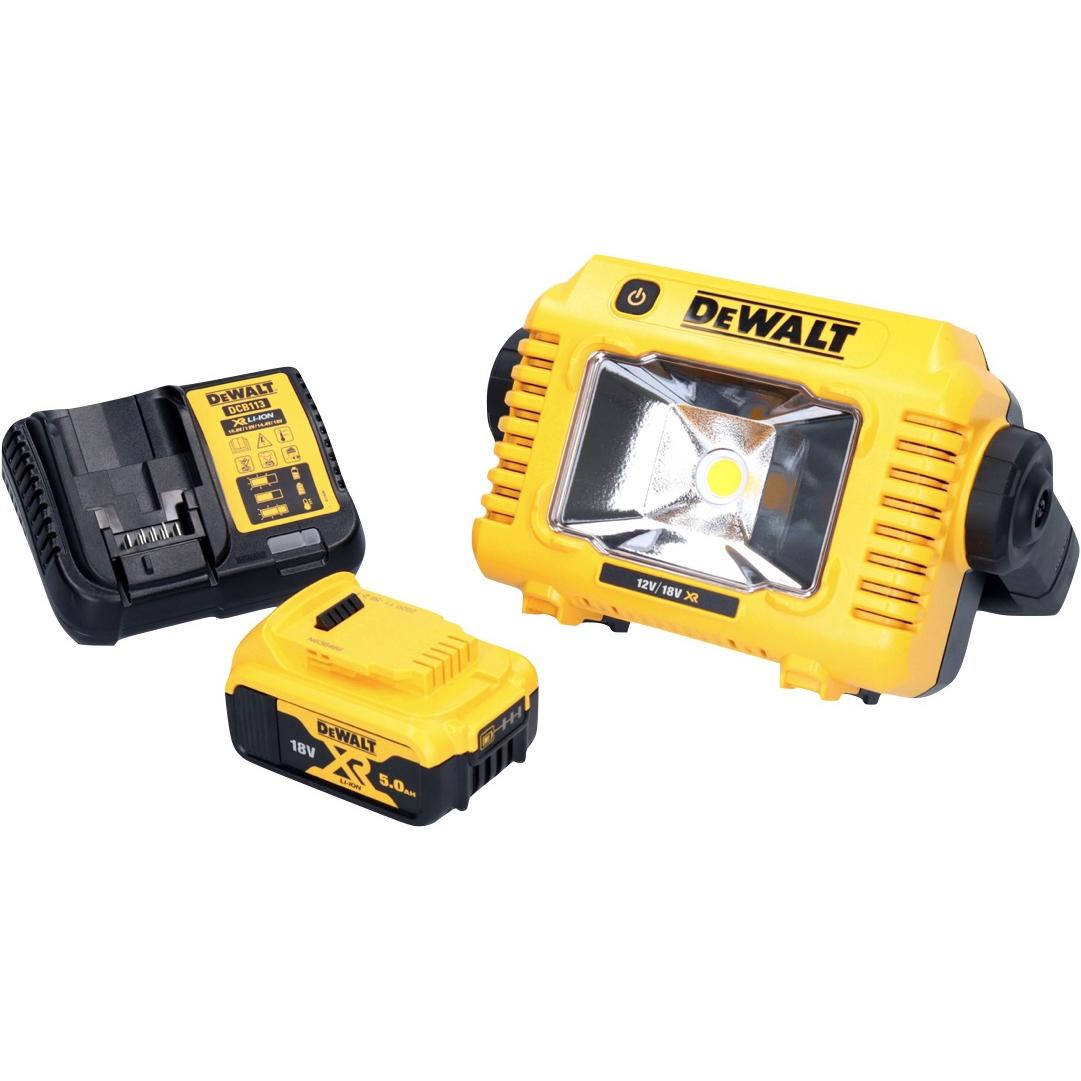 Thumbnail - DeWalt, Arbeitsleuchte, DCL 077 P1 Akku LED Arbeitsstrahler 12 V 18 V 2000 lm IP54 + 1x Akku 5,0 Ah + Ladegerät (2000 lm...