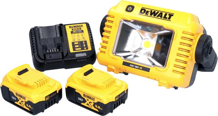 Actual product image DeWalt DCL 077 P2 Rechargeable LED worklight 12 V 18 V 2000 lm IP54 + 2x rechargeable battery 5.0 Ah + (2000 lm)