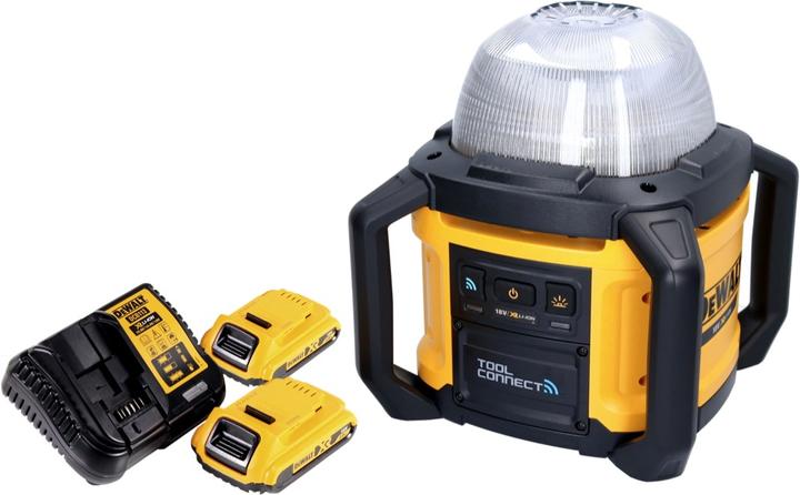 Actual product image DeWalt DCL 074 D2 Rechargeable construction site spotlight 18 V 5000 lm 4000 Kelvin + 2x rechargeable (5000 lm)