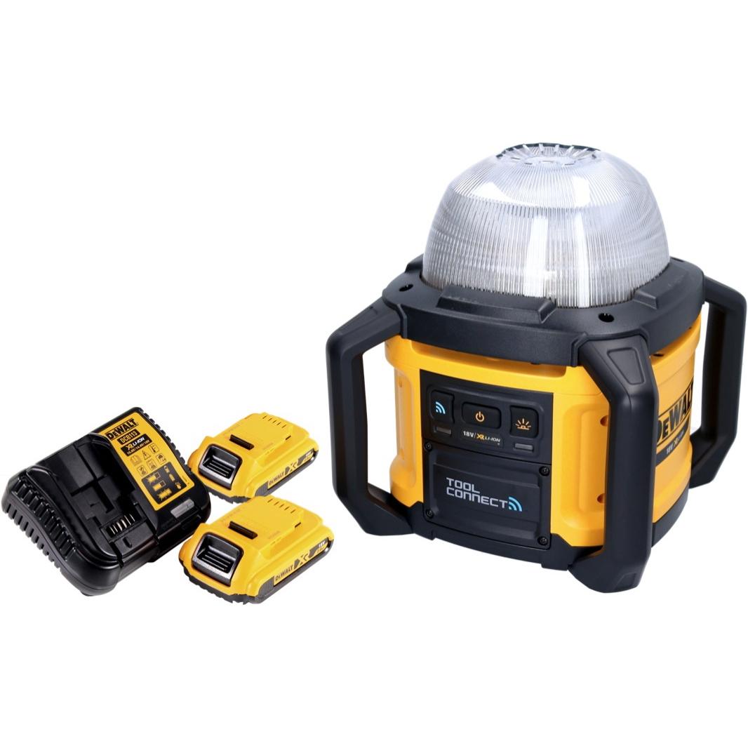 Thumbnail - DeWalt, Arbeitsleuchte, DCL 074 D2 Akku Baustellenstrahler Strahler 18 V 5000 lm 4000 Kelvin + 2x Akku 2,0 Ah + Ladeg (5...