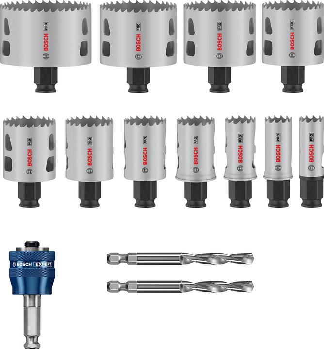 Immagine prodotto Bosch Professional Zubehör Set di seghe a tazza PRO Multi Material PC Plus, 14 pezzi. (76 mm, 64 mm, 44 mm, 40 mm, 35 mm, 20 mm, 25 mm, 60 mm, 22 mm, 51 mm, 32 mm)