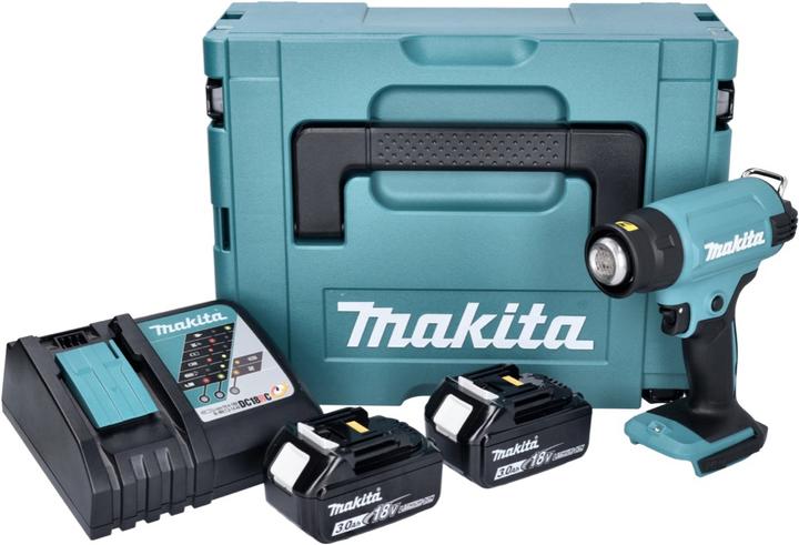 Image du produit Makita DHG 180 RFJ Pistolet à air chaud sans fil 18 V 550 °C + 2x batterie 3,0 Ah + chargeur + Makpac