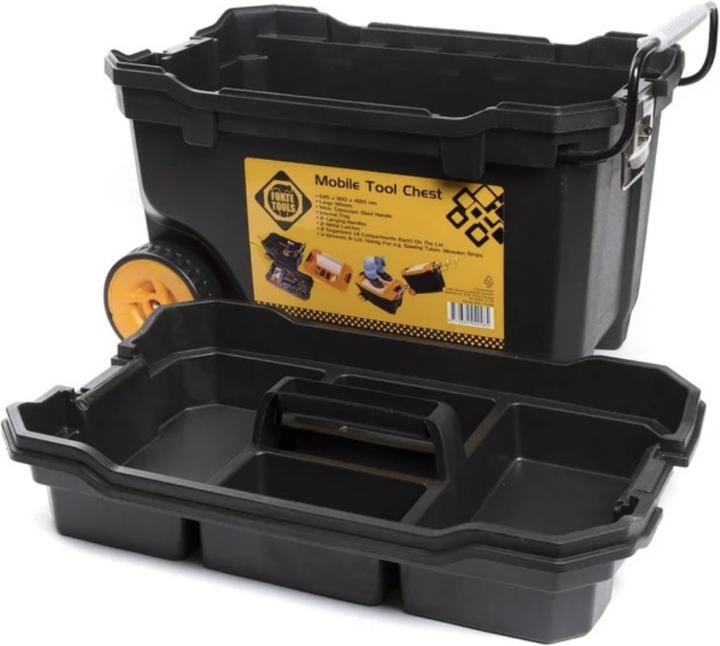 Produktbild Forte tools Montagebox mobil, Werkzeugkasten mit Rollen gross in 59,5 x 42 x 38 cm robust mit Metallv