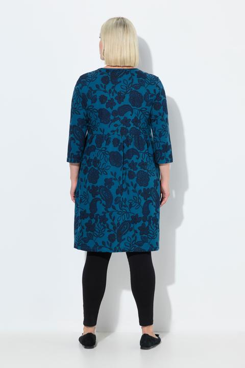 Immagine prodotto Ulla Popken Abito di jersey dal taglio svasato con Paisley, scollo a girocollo e maniche a 3/4 (58)