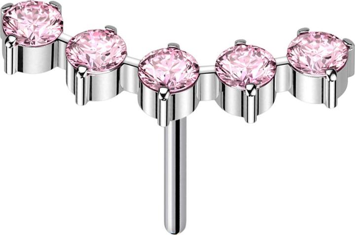 Immagine prodotto Star Piercing Threadless argento curvo cinque cristalli rotondi rosa (senza ottone, Titanio)