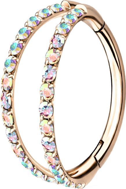 Image du produit Star Piercing Micro Segmentring klappbar rosegold zwei Ringe mit Kristallen (sans laiton, Titane)