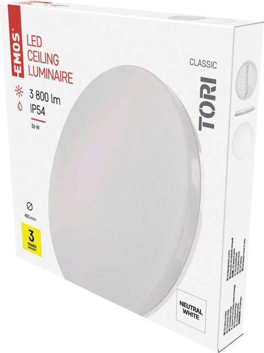 Actual product image Emos LED ceiling light TORI, round, white 36W neutral white, IP54 (3800 lm)