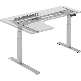 Neutral, Gambe + base del tavolo, Powerton ERGO EDGE Ecktischgestell mit elektrisch verstellbarer Höhe 125 kg Tragfäh, grau