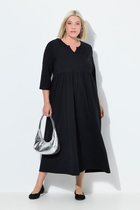 Image du produit Ulla Popken Robe en jersey, coupe évasée. Col tunisien et manches 3/4 (54)