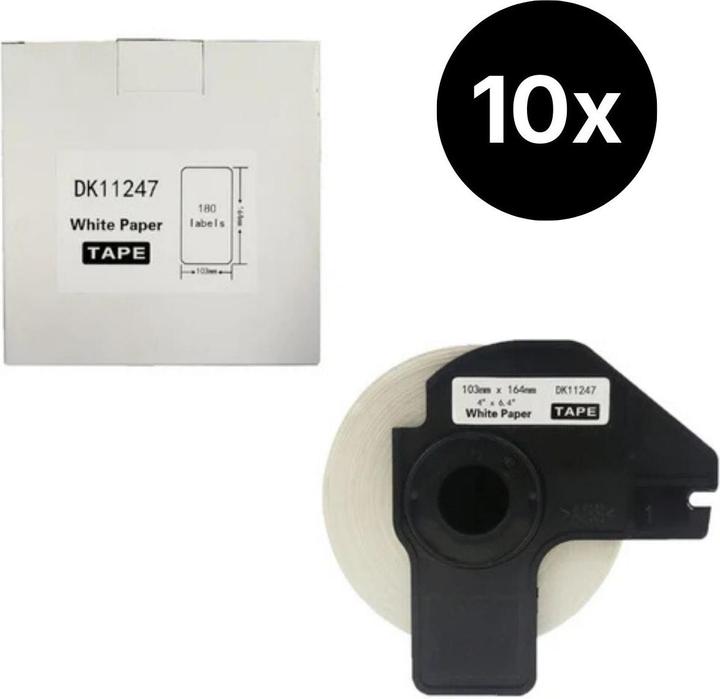 Hermex 10er-Set Alternative Etikettenrolle zu Brother DK-11247 Etiketten (10.30 cm)