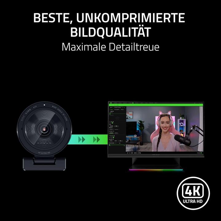Produktbild Razer Ultra 4K Webcam mit UHDR, AI-Autofokus und Lichtsensor für Content-Erstellung und Streaming (8.85 Mpx)