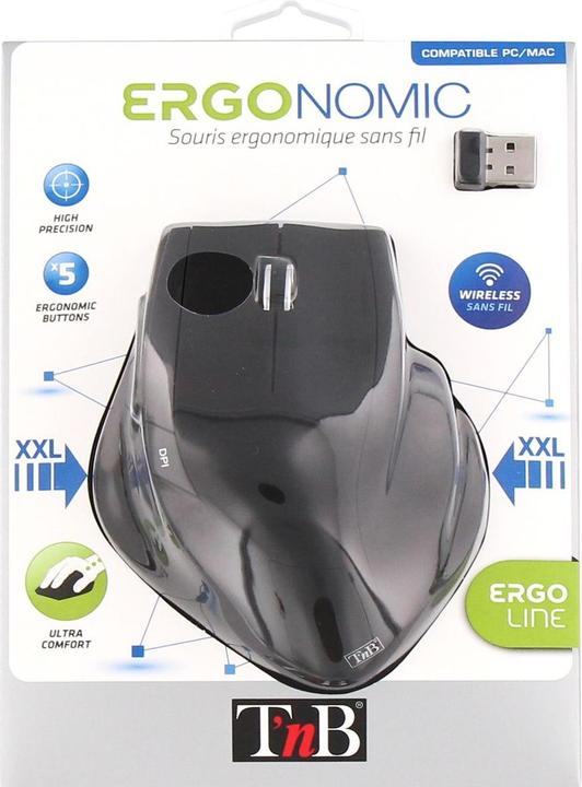 Image du produit T'nB Souris sans fil ergonomique compatible Ergo pour droitier (Noir) (Sans fil)