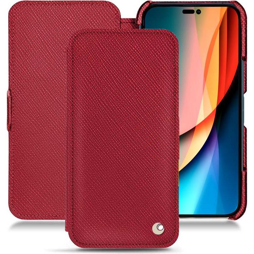 Noreve Lederschutzhülle horizontal (Apple iPhone 14 Pro), Smartphone Hülle, Rot