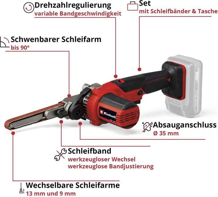 Produktbild Einhell Set bestehend aus Akku-Bandfeile TE-BF 18 Li-Solo und