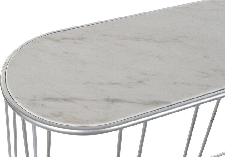 Actual product image DKD Home Decor Console Silver Metal White Marble 115 x 35 x 78 cm