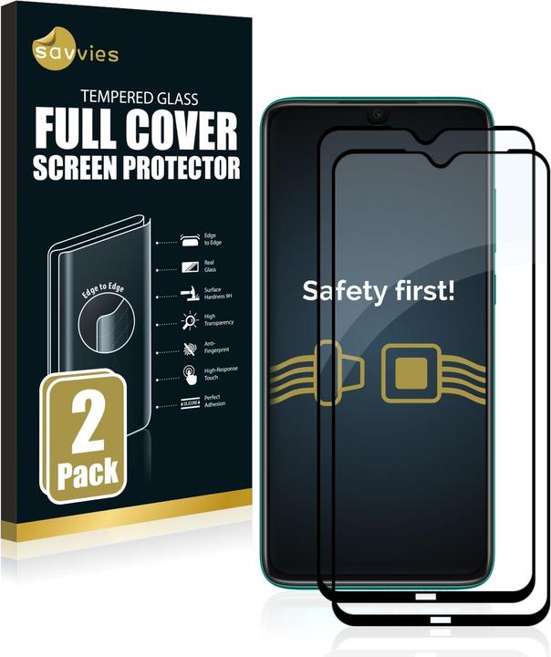 Produktbild Savvies Full-Screen Displayschutz Panzerglas Schutzglas (2 Stück, Xiaomi Redmi Note 8 2021)