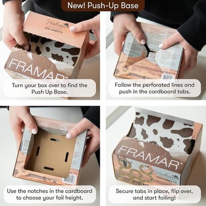 Immagine prodotto Framar Foil per capelli pop-up con stampa di mucca in rilievo per evidenziare le colorazioni