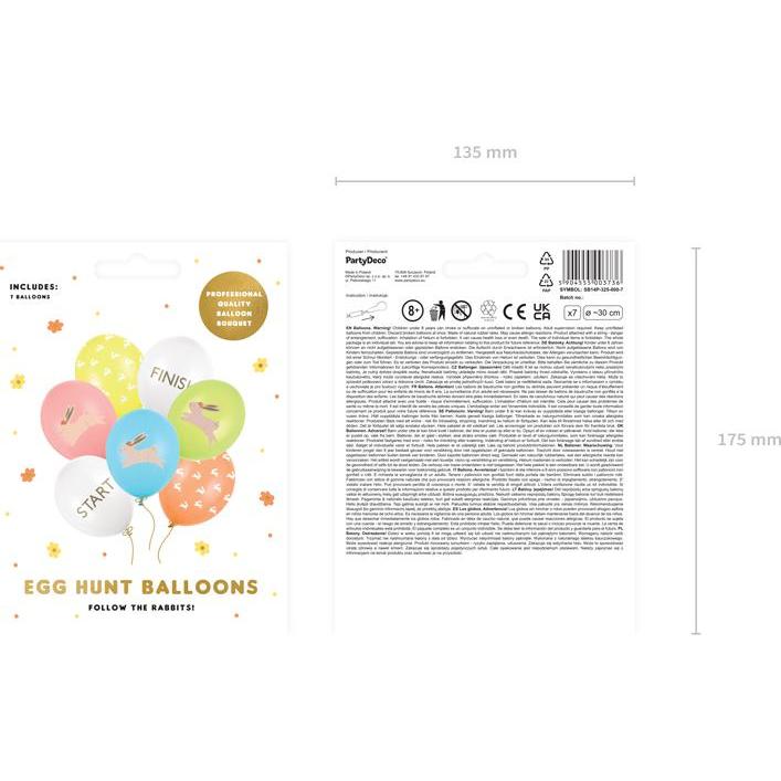 Thumbnail - Partydeco Balloons 30 cm, Egg Hunt, mix (1 pkt / 7 pc.)