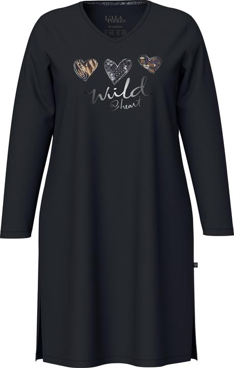 Immagine prodotto Ulla Popken Camicia da notte con design leopardato, scollo a V e maniche lunghe (42, 44)
