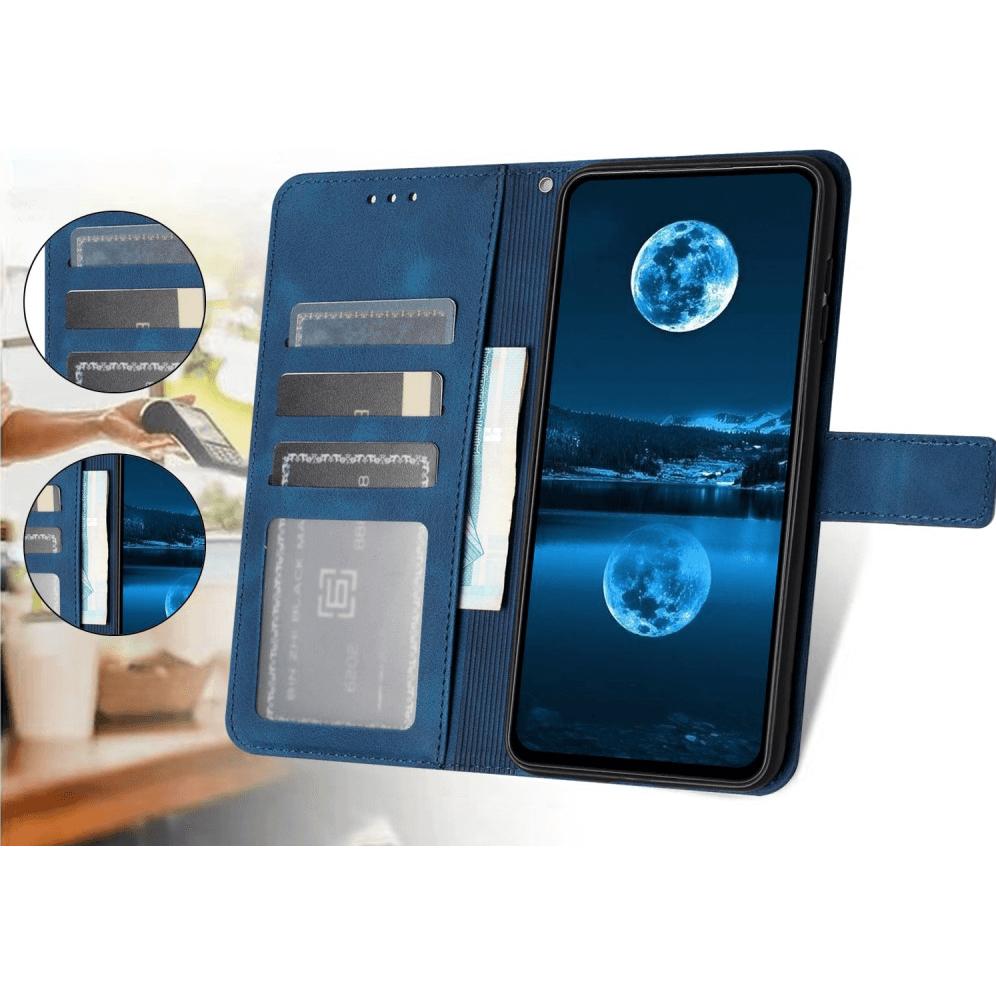 Thumbnail - Cover-Discount iPhone 16 Plus – Wildleder Look Etui im Vintage Design (Apple iPhone 16 Plus), Smartphone Hülle, Blau