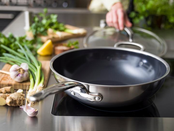 Produktbild Greenpan Premire Wok met keramische antikleeflaag 30cm (30 cm, Edelstahl)