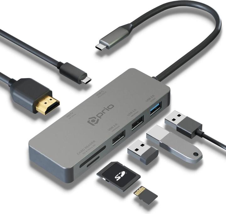 Image du produit prio Adaptateur USB C multiport 7 en 1 (USB, USB)