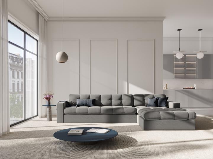 Actual product image CXL by Christian Lacroix Velvet Right Corner Sofa, "Yohan", 4 Seats, 236x160x72 Made in Europe (Corner sofa)