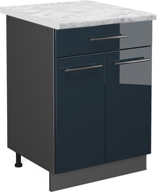 Anthrazit, Dunkelblau hochglanz, Marble-Weiss