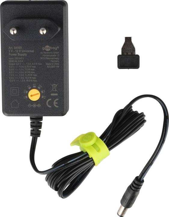 Actual product image Goobay 3 V - 12 V universal power supply 1.5A