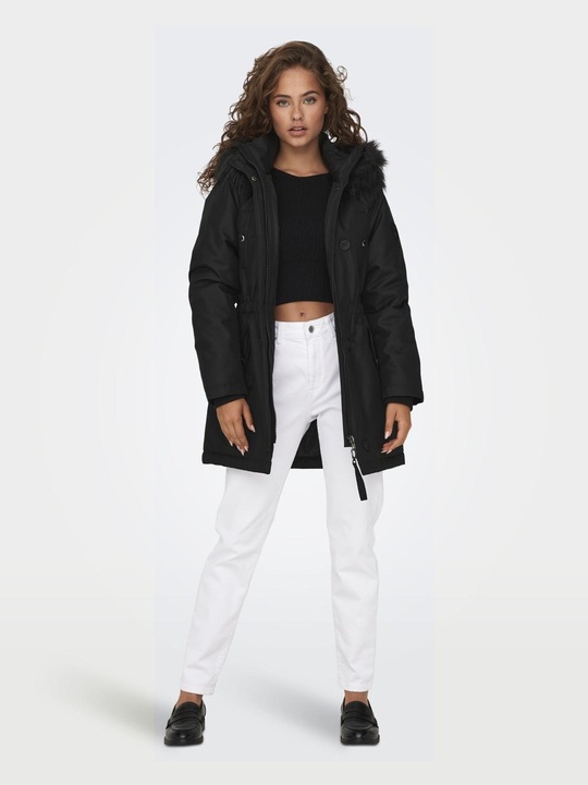 Image du produit Only Capuche avec bord en fausse fourrure amovible Poignets côtelés Parka Longue parka (XS)