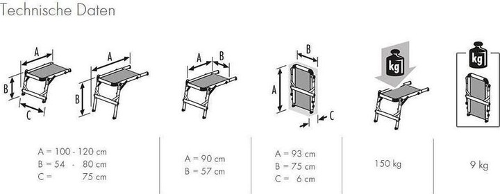 Immagine prodotto Hailo Pianerottolo TP1 (Piattaforma di lavoro, 93 cm)