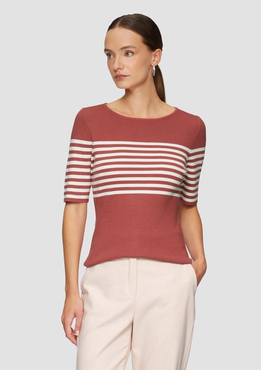 Actual product image S.Oliver Strickpullover Gestreifter Slim-Fit-Pullover mit kurzen Ärmeln (40)