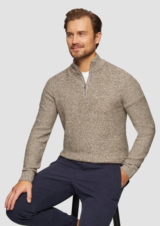 Produktbild S.Oliver Strickpullover Pullover mit Troyer-Kragen in Melange-Optik (XL)
