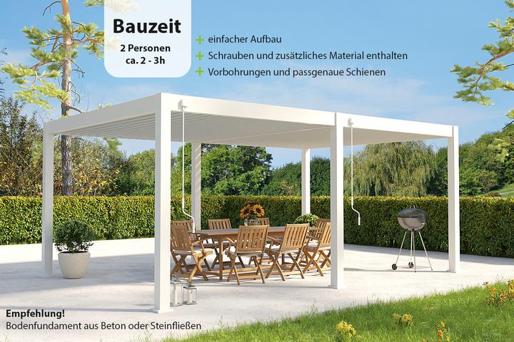 Produktbild Weide Pergola Deluxe Plus 4x6m mit Lamellendach Weiss (400 cm, 600 cm)