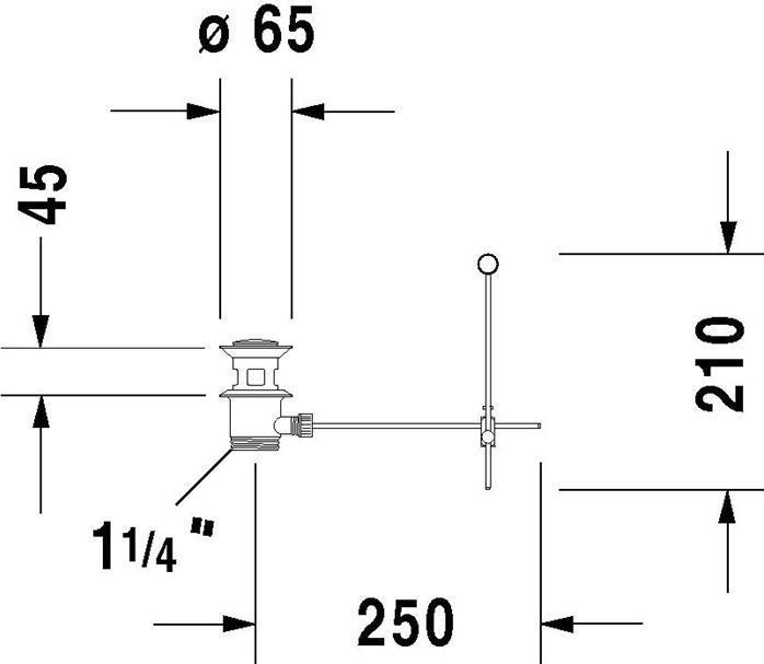 Produktbild Duravit Kniehebelventil Betätigung senkrecht chrom