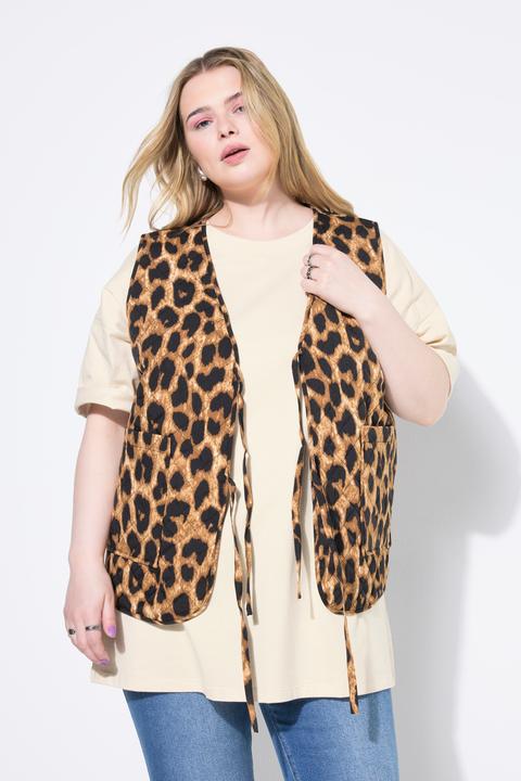 Actual product image Studio Untold Quilted Leopard Print Tie Front Vest (46, 48)