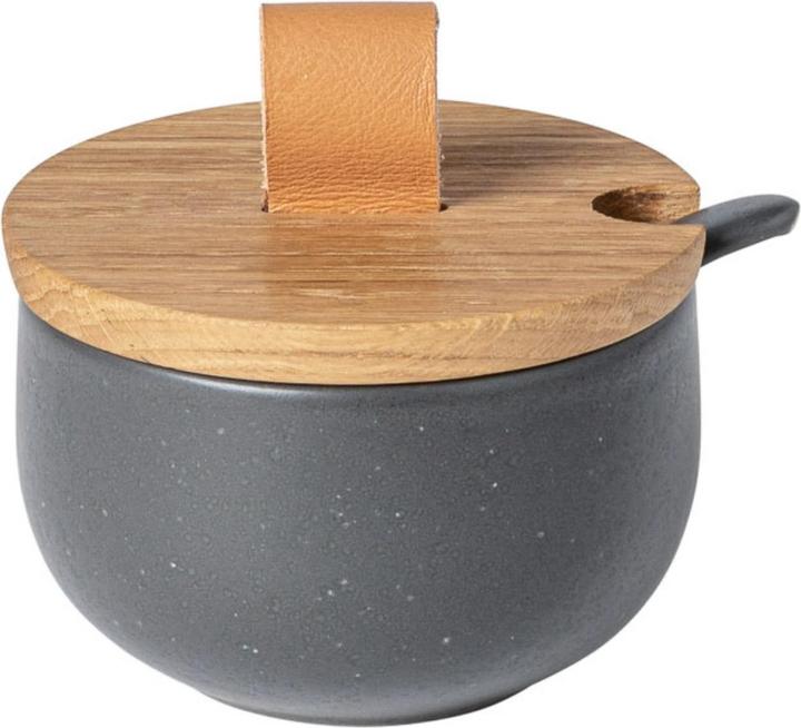 Costa Nova Pacifica Zuckerdose m. Deckel und Löffel D9.2cm seed grey