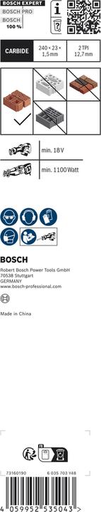 Image du produit Bosch Professional Zubehör Expert Hollow Brick S 1543 HM