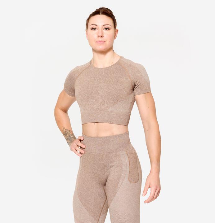 Actual product image Domyos T-Shirt Crop Top nahtloses Material - braun (M)