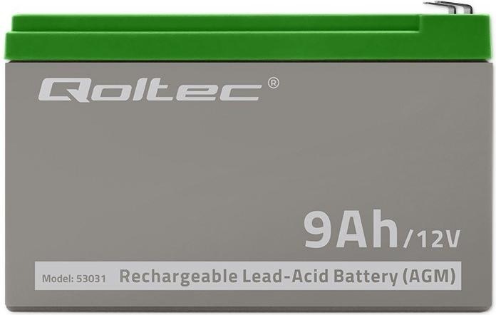 Actual product image Qoltec 53031 AGM battery| 12V| 9Ah| max 135A - Battery - 9.000 mAh (12 V, 9 Ah)